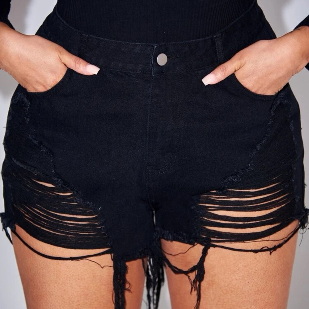 Ripped Denim Shorts